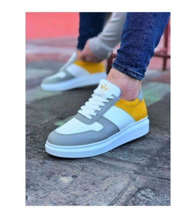 Wagoon WG011 Beyaz Sarı Erkek Casual Ayakkabı Wagoon WG011 Beyaz Sarı Erkek Casual Ayakkabı