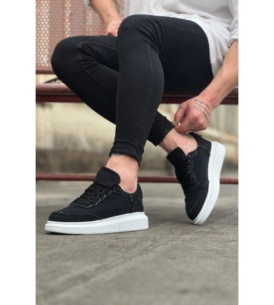 Wagoon WG018 Siyah Kot Kumaş Erkek Casual Ayakkabı Wagoon WG018 Siyah Kot Kumaş Erkek Casual Ayakkabı