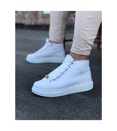 Wagoon WG032 Beyaz Bağcıklı Sneakers Yarım Bilek Bot Wagoon WG032 Beyaz Bağcıklı Sneakers Yarım Bilek Bot