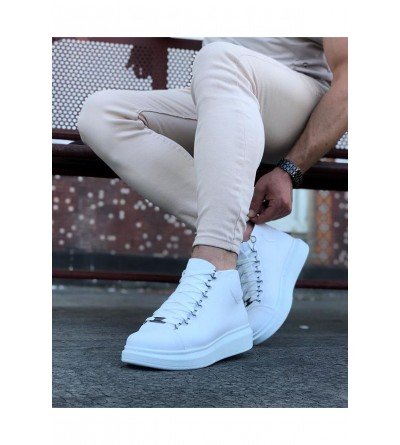 Wagoon WG032 Beyaz Bağcıklı Sneakers Yarım Bilek Bot Wagoon WG032 Beyaz Bağcıklı Sneakers Yarım Bilek Bot