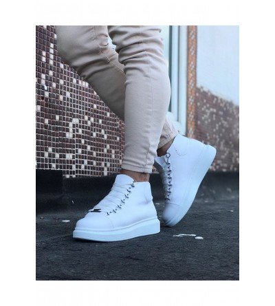 Wagoon WG032 Beyaz Bağcıklı Sneakers Yarım Bilek Bot Wagoon WG032 Beyaz Bağcıklı Sneakers Yarım Bilek Bot
