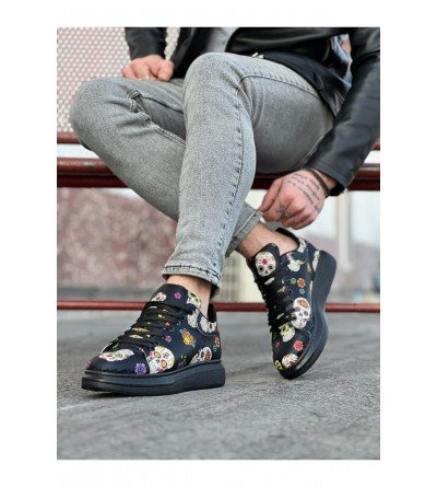 Wagoon WG501 Siyah Desenli Kuru Kafa Boyalı Erkek Casual Ayakkabı Wagoon WG501 Siyah Desenli Kuru Kafa Boyalı Erkek Casual Ayakkabı