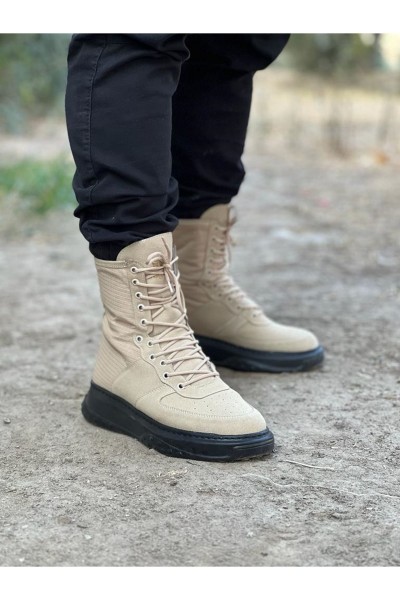 Wagoon WG012 Bej Kömür Süet Uzun Bağcıklı Bot Wagoon WG012 Bej Kömür Süet Uzun Bağcıklı Bot