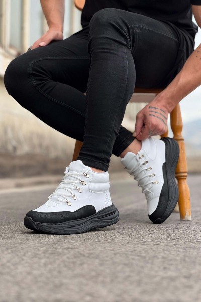 Wagoon WG035 Kömür Beyaz Yüksek Taban Yarım Bilek Bot Wagoon WG035 Kömür Beyaz Yüksek Taban Yarım Bilek Bot