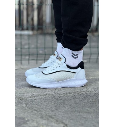 Wagoon WG062 Beyaz Siyah Triko Erkek Spor Ayakkabı Wagoon WG062 Beyaz Siyah Triko Erkek Spor Ayakkabı