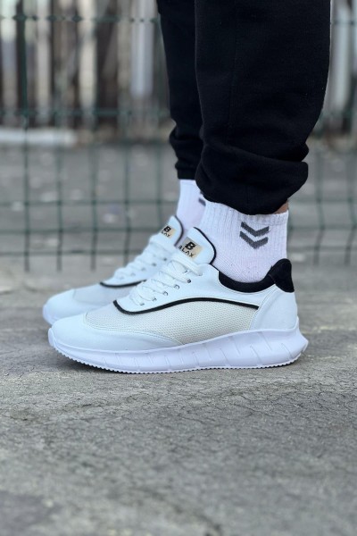 Wagoon WG062 Beyaz Siyah Triko Erkek Spor Ayakkabı Wagoon WG062 Beyaz Siyah Triko Erkek Spor Ayakkabı