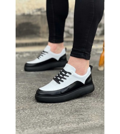 Wagoon WG162 Kömür Beyaz Rugan Ortopedik Taban Erkek Casual Ayakkabı