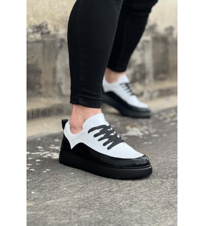 Wagoon WG162 Kömür Beyaz Rugan Ortopedik Taban Erkek Casual Ayakkabı