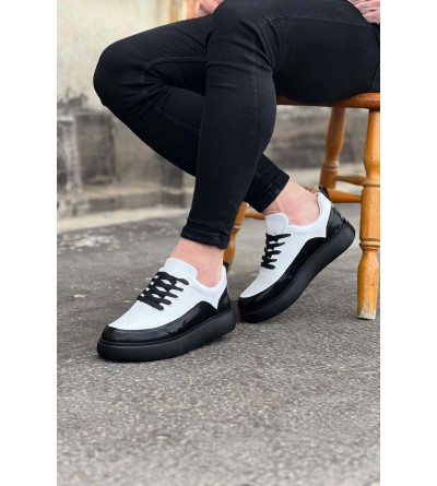 Wagoon WG162 Kömür Beyaz Rugan Ortopedik Taban Erkek Casual Ayakkabı