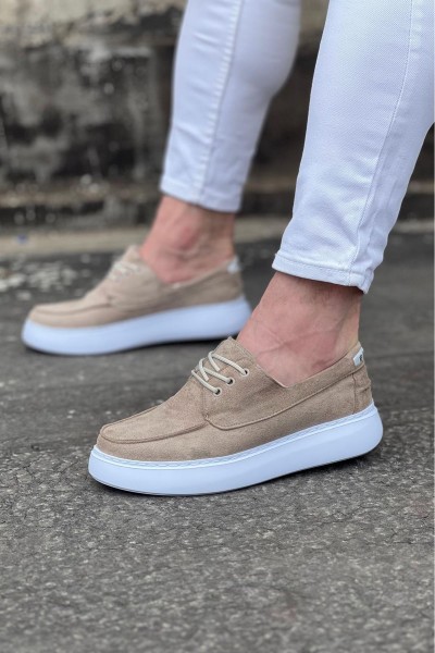 Wagoon WG508 Bej Süet Ortopedik Taban Erkek Casual Ayakkabı