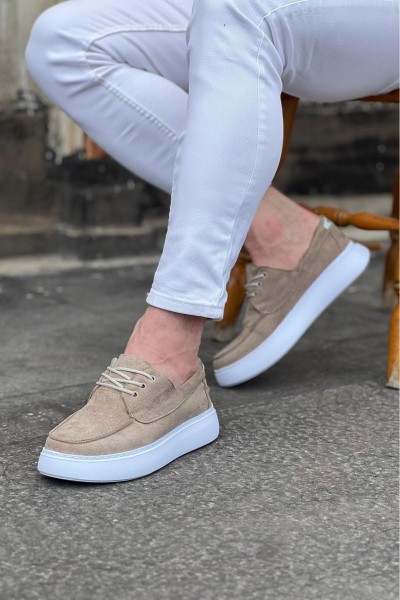 Wagoon WG508 Bej Süet Ortopedik Taban Erkek Casual Ayakkabı