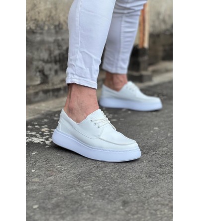 Wagoon WG508 Beyaz Cilt Ortopedik Taban Erkek Casual Ayakkabı