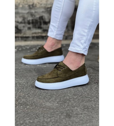 Wagoon WG508 Haki Süet Ortopedik Taban Erkek Casual Ayakkabı