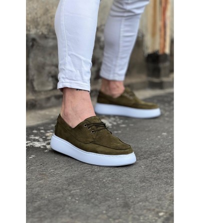 Wagoon WG508 Haki Süet Ortopedik Taban Erkek Casual Ayakkabı