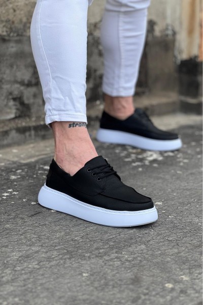 Wagoon WG508 Siyah Cilt Ortopedik Taban Erkek Casual Ayakkabı