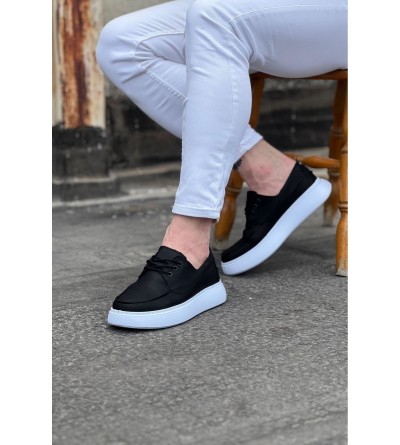Wagoon WG508 Siyah Cilt Ortopedik Taban Erkek Casual Ayakkabı