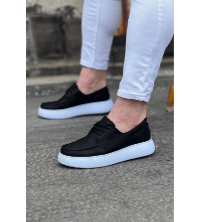 Wagoon WG508 Siyah Cilt Ortopedik Taban Erkek Casual Ayakkabı