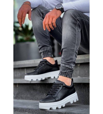 KB-056 Kuback Siyah Cilt Beyaz Yüksek Taban Günlük Spor Ayakkabı KB-056 Kuback Siyah Cilt Beyaz Yüksek Taban Günlük Spor Ayakkabı