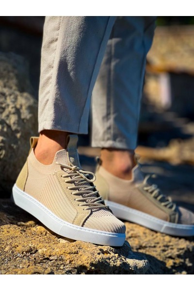 KB-112   Kuback Bej Triko Bağcıklı  Günlük Erkek  Ayakkabı