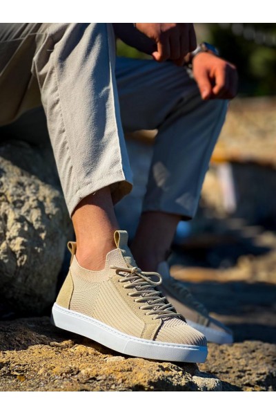 KB-112   Kuback Bej Triko Bağcıklı  Günlük Erkek  Ayakkabı