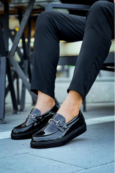 KB-027  Kuback Bağcıksız Kömür Rugan G Günlük Erkek Ayakkabı