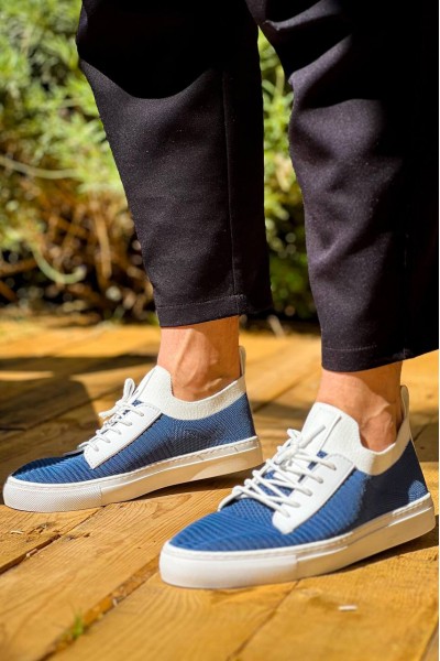 KB-110  Kuback Mavi Triko Yüksek Taban Bağcıklı Günlük Erkek Ayakkabı