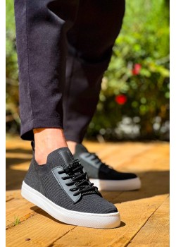 KB-110 Kuback BACK Siyah Triko Yüksek Taban Bağcıklı Günlük Erkek Ayakkabı