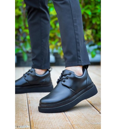 KB-X3  Kuback Siyah Cilt Siyah Taban Bağcıklı  Günlük Erkek  Ayakkabı