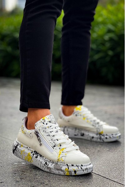 KB-02 Kuback Bağcıklı Crocodile Beyaz Sarı Günlük Erkek Ayakkabı KB-02 Kuback Bağcıklı Crocodile Beyaz Sarı Günlük Erkek Ayakkabı