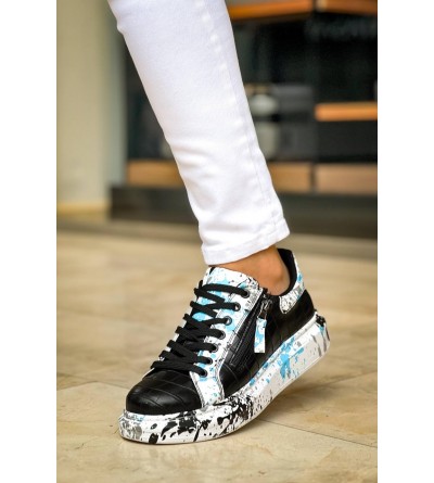 KB-02  Kuback Bağcıklı Crocodile Siyah Mavi Günlük Erkek Ayakkabı