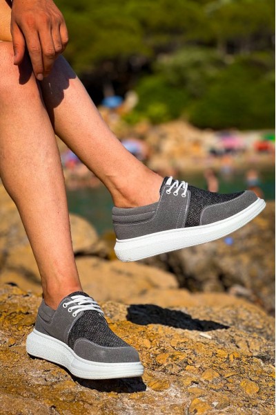 KB-042  Kuback Bağcıklı Gri Günlük Erkek Ayakkabı