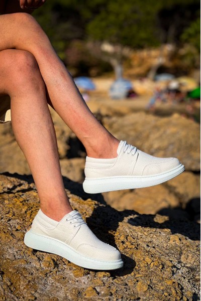 KB-042  Kuback Bağcıklı Beyaz Günlük Erkek Ayakkabı