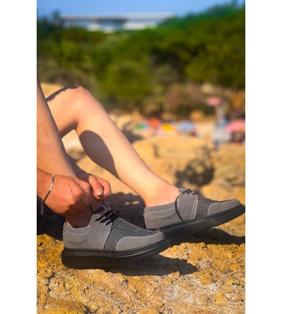 KB-042  Kuback Bağcıklı Gri Siyah Taban Günlük Erkek Ayakkabı