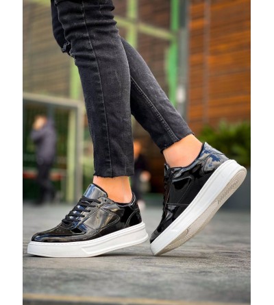 KB-X8 Kuback Siyah Rugan Detaylı Beyaz Yüksek Taban Günlük Spor Ayakkabı