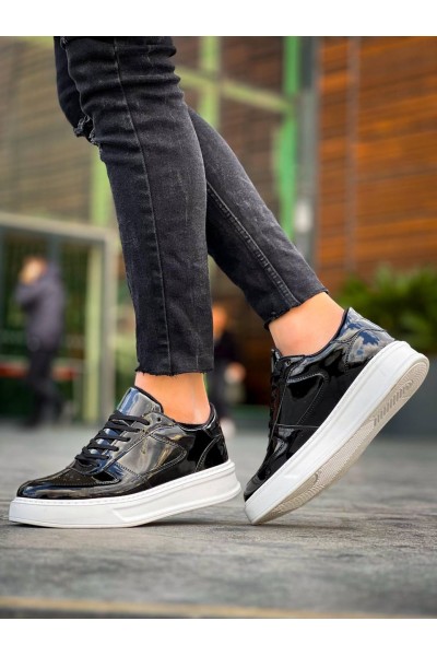 KB-X8 Kuback Siyah Rugan Detaylı Beyaz Yüksek Taban Günlük Spor Ayakkabı