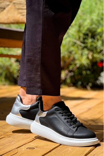 KB-X500 Kuback Siyah Gümüş Yüksek Taban Bağcıklı Günlük Erkek Ayakkabı KB-X500 Kuback Siyah Gümüş Yüksek Taban Bağcıklı Günlük Erkek Ayakkabı