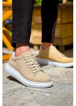 KB-X500 Kuback Bej Süet Yüksek Taban Bağcıklı Günlük Erkek Ayakkabı