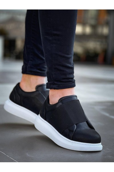 KB-040  Kuback Siyah Cilt   Lastikli  Günlük Erkek  Ayakkabı