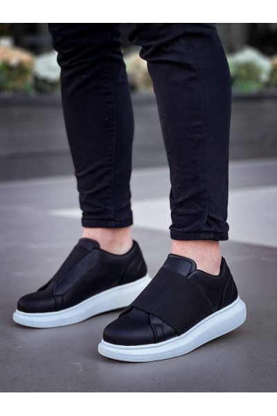 KB-040  Kuback Siyah Cilt   Lastikli  Günlük Erkek  Ayakkabı
