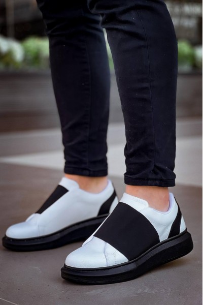 KB-040 Kuback Beyaz Cilt Siyah Yüksek Taban Lastikli Günlük Erkek Ayakkabı KB-040 Kuback Beyaz Cilt Siyah Yüksek Taban Lastikli Günlük Erkek Ayakkabı