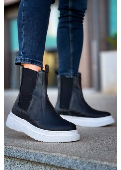 KB-0992 Kuback Siyah Cilt Yüksek Taban Lastikli Erkek Bot