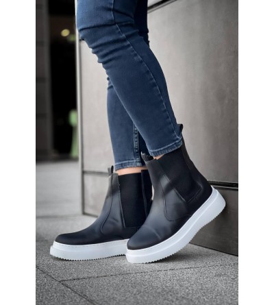 KB-0992 Kuback Siyah Cilt Yüksek Taban Lastikli Erkek Bot KB-0992 Kuback Siyah Cilt Yüksek Taban Lastikli Erkek Bot