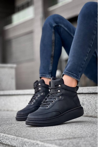 KB-0994 Kuback Siyah Cilt Siyah Yüksek Taban Erkek Bilek Bot KB-0994 Kuback Siyah Cilt Siyah Yüksek Taban Erkek Bilek Bot