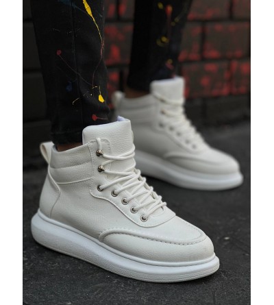 KB-0994  Kuback Beyaz Cilt  Yüksek Taban  Erkek Bilek Bot