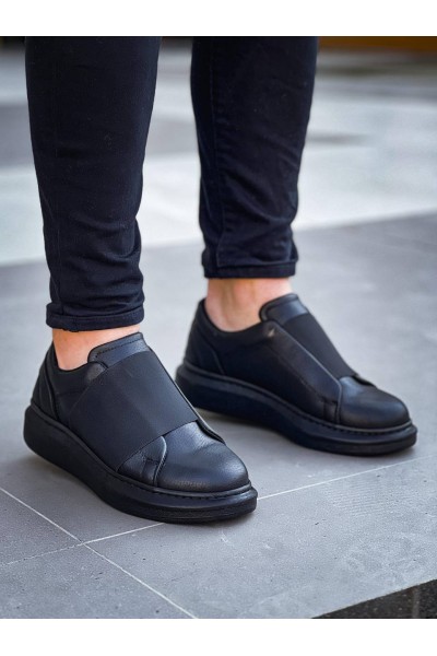 KB-040 Kuback Siyah Cilt Siyah Yüksek Taban Lastikli Günlük Erkek Ayakkabı KB-040 Kuback Siyah Cilt Siyah Yüksek Taban Lastikli Günlük Erkek Ayakkabı