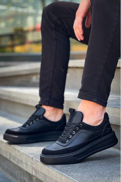 KB-006 Kuback Siyah Cilt Siyah Yüksek Taban Bağcıklı Günlük Erkek Ayakkabı KB-006 Kuback Siyah Cilt Siyah Yüksek Taban Bağcıklı Günlük Erkek Ayakkabı