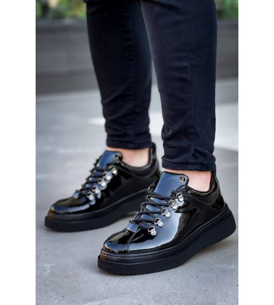 KB-X4  Kuback Siyah Rugan Siyah Yüksek Taban Bağcıklı Günlük Erkek Ayakkabı