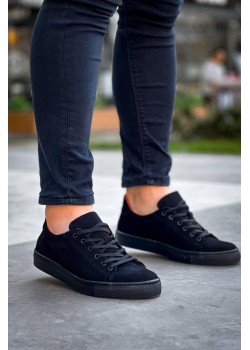 KB-122 Kuback Siyah Süet Siyah Yüksek Taban Bağcıklı Günlük Erkek Ayakkabı