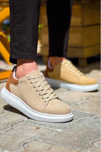 KB-X500  Kuback Bej Taba Süet Yüksek Taban Bağcıklı Günlük Erkek Ayakkabı