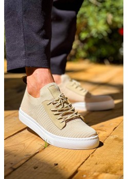 KB-110 Kuback Bej Triko Yüksek Taban Bağcıklı Günlük Erkek Ayakkabı
